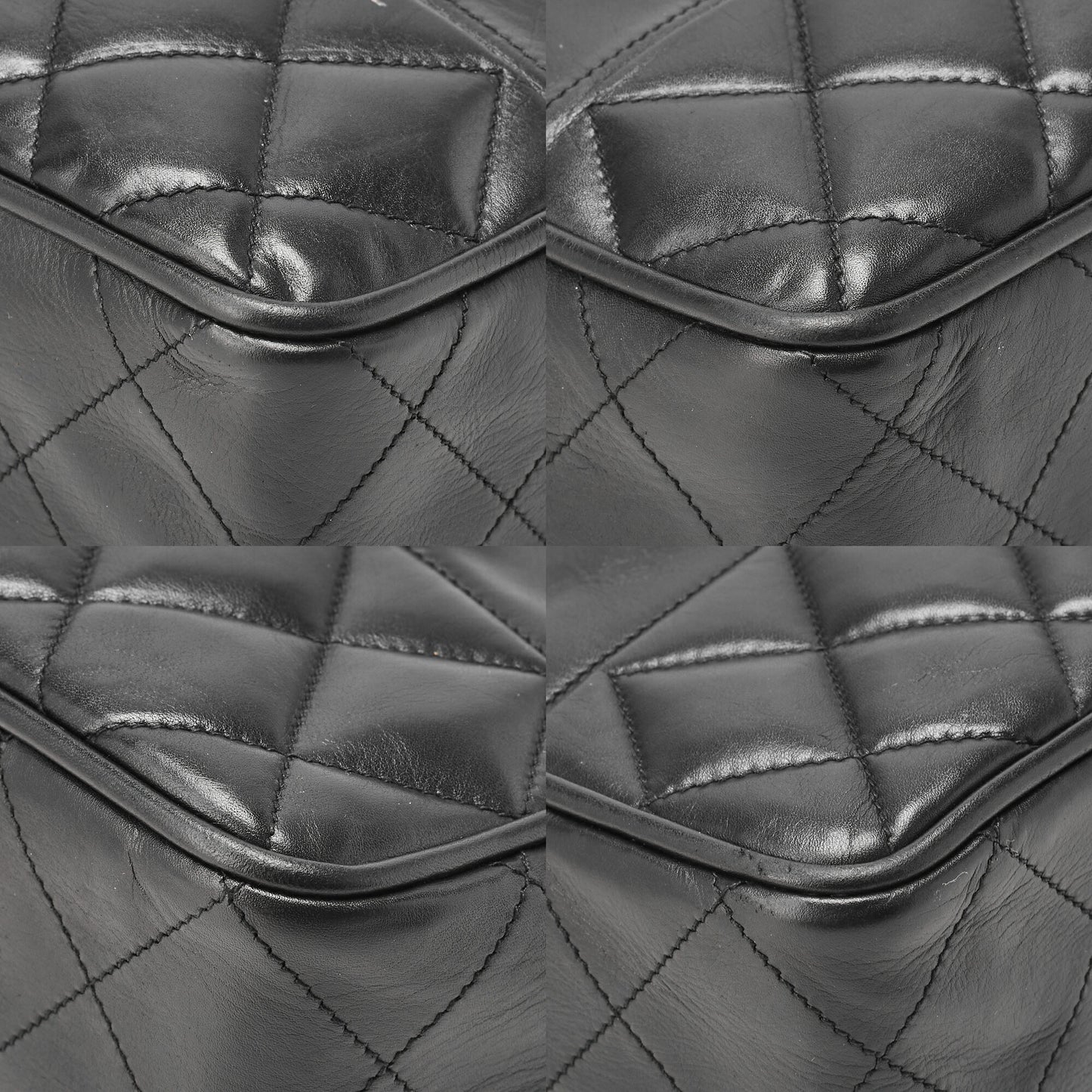 CHANEL Chain Shoulder Bag Matelasse Calfskin Black Gold-Tone Hardware, Pre-Owned