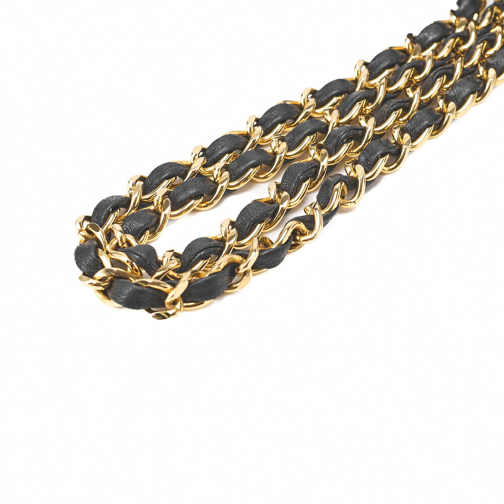 CHANEL Matelasse Turnlock Design Flap Chain Shoulder Bag Lambskin Black Gold-Tone Hardware, Pre-Owned