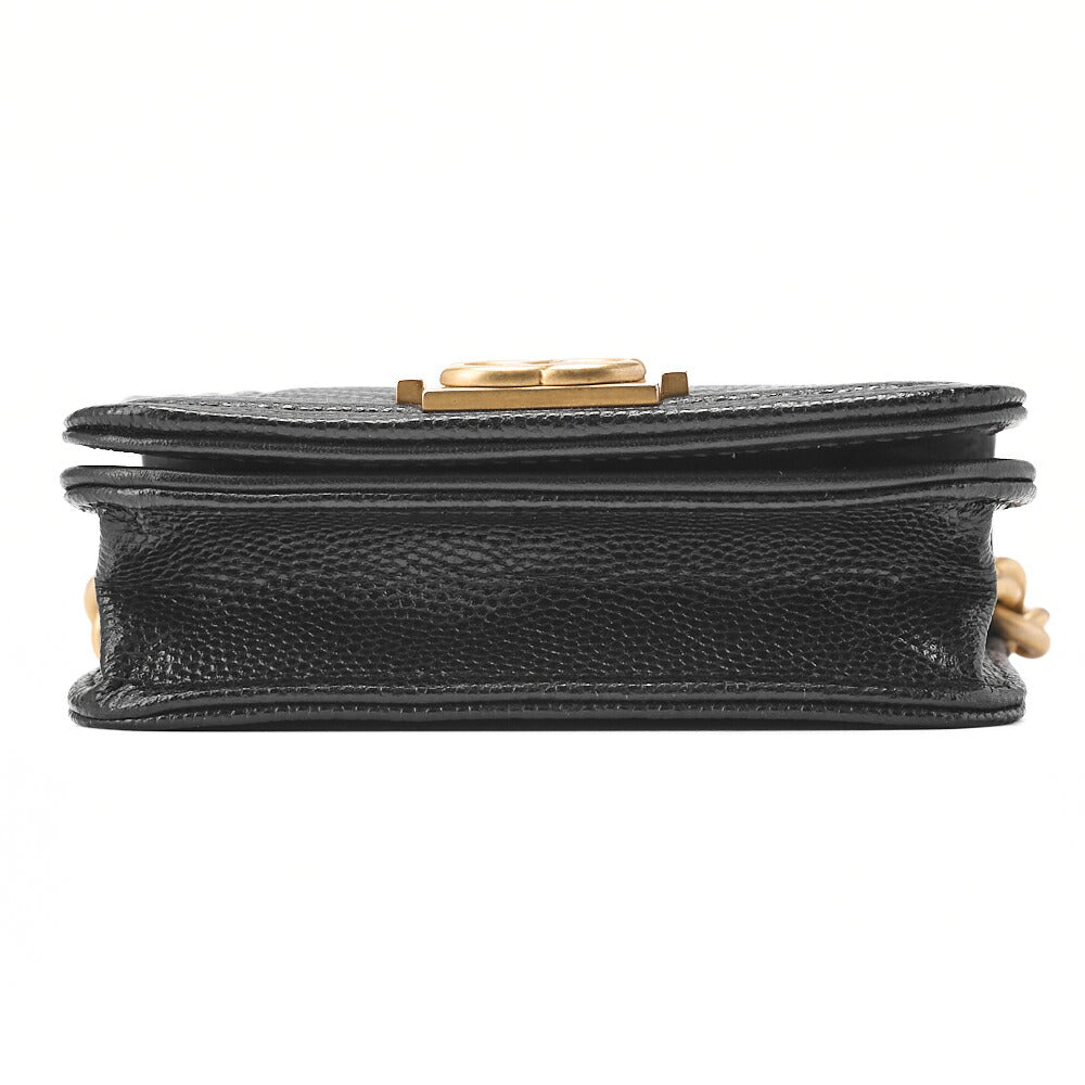 CHANEL Shoulder Bag Waist Bag Mini Size Boy Chanel Caviar Skin Black Gold-Tone Hardware, Pre-Owned