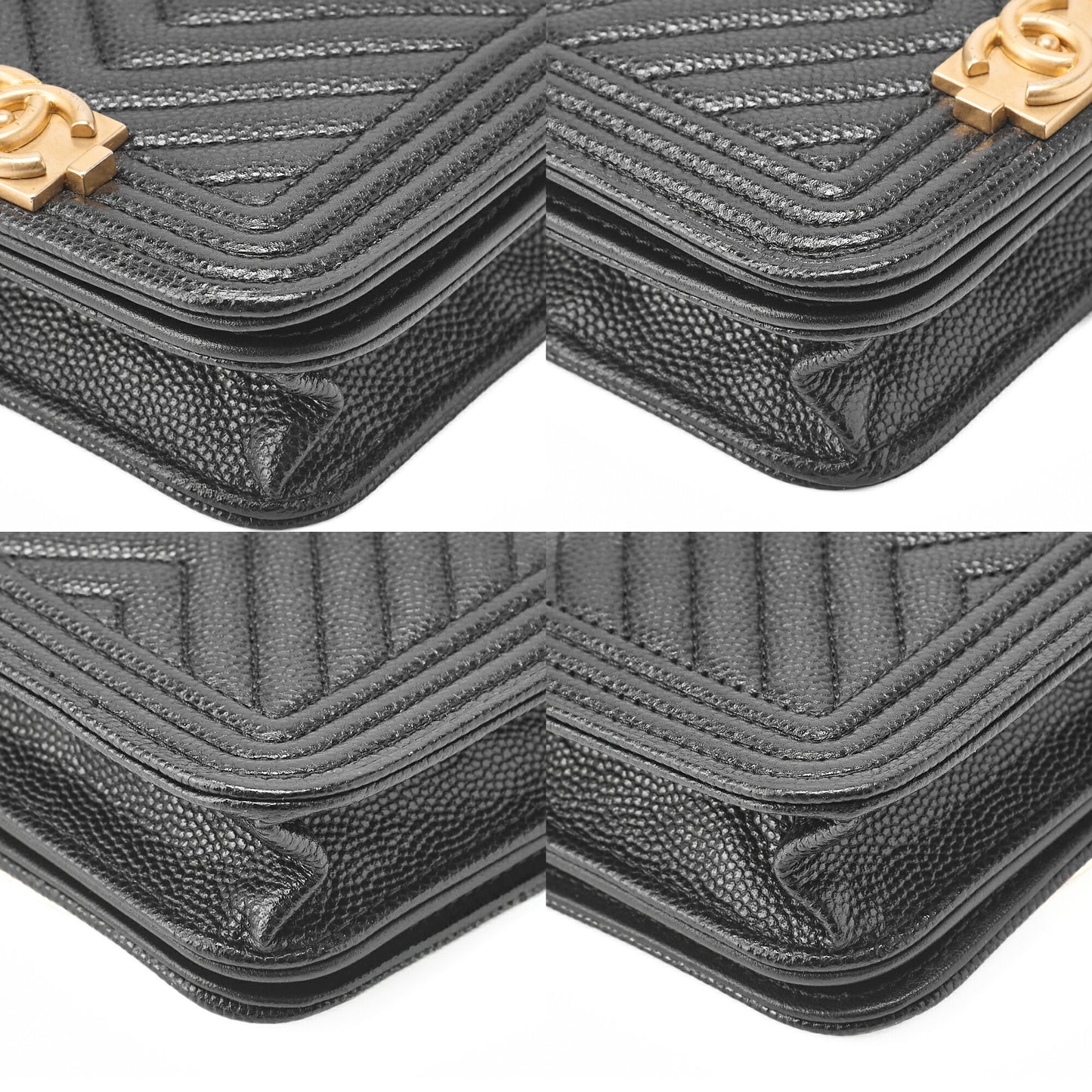 CHANEL Shoulder Bag Waist Bag Mini Size Boy Chanel Caviar Skin Black Gold-Tone Hardware, Pre-Owned