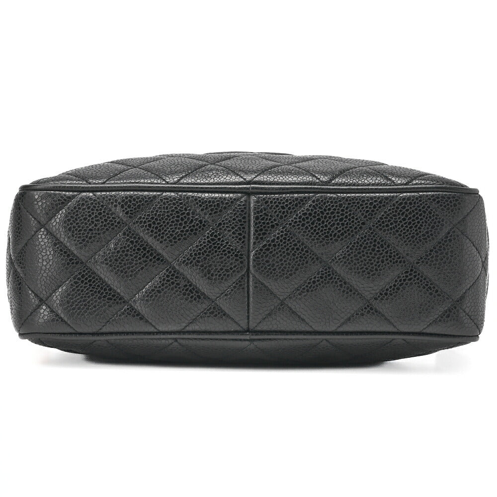 CHANEL Chain Shoulder Bag Matelasse Cocomark Caviar Skin Ball Charm Black Gold-Tone Hardware, Pre-Owned