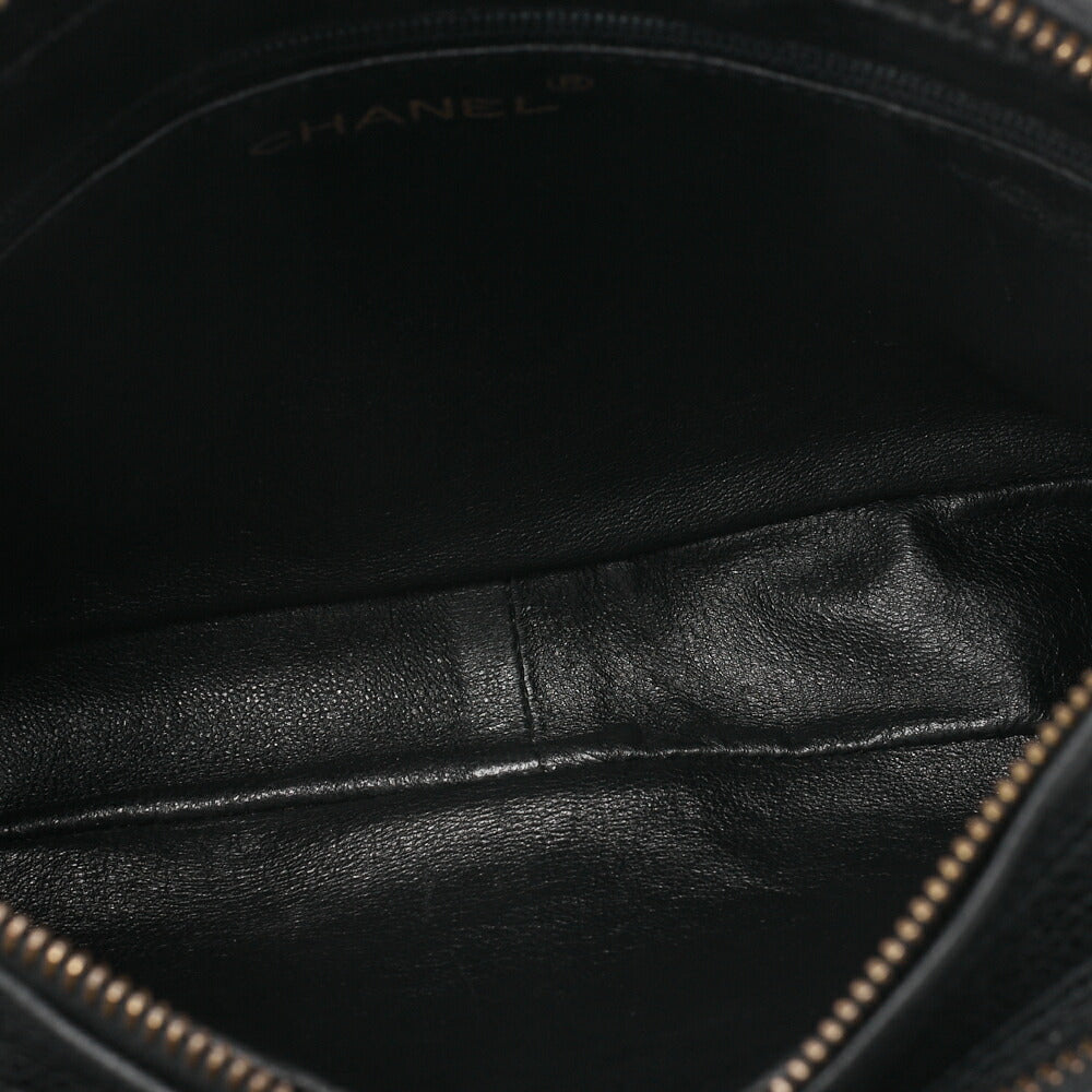 CHANEL Chain Shoulder Bag Matelasse Cocomark Caviar Skin Ball Charm Black Gold-Tone Hardware, Pre-Owned