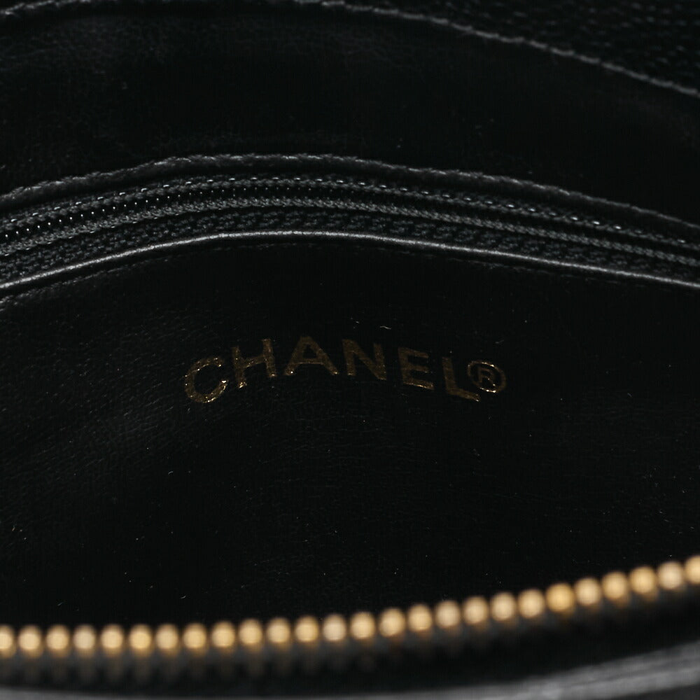 CHANEL Outside Flap Shoulder Bag Caviar Skin Black Gold-Tone Hardware, Pre-Owned