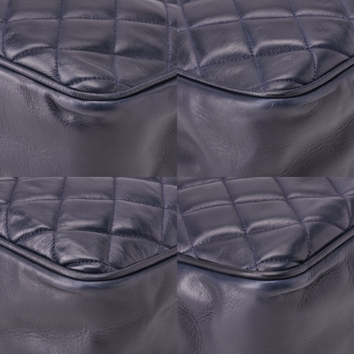 CHANEL Chain Shoulder Bag Pull Charm Double Chain Shoulder Lambskin Navy Gold-Tone Hardware, Pre-Owned