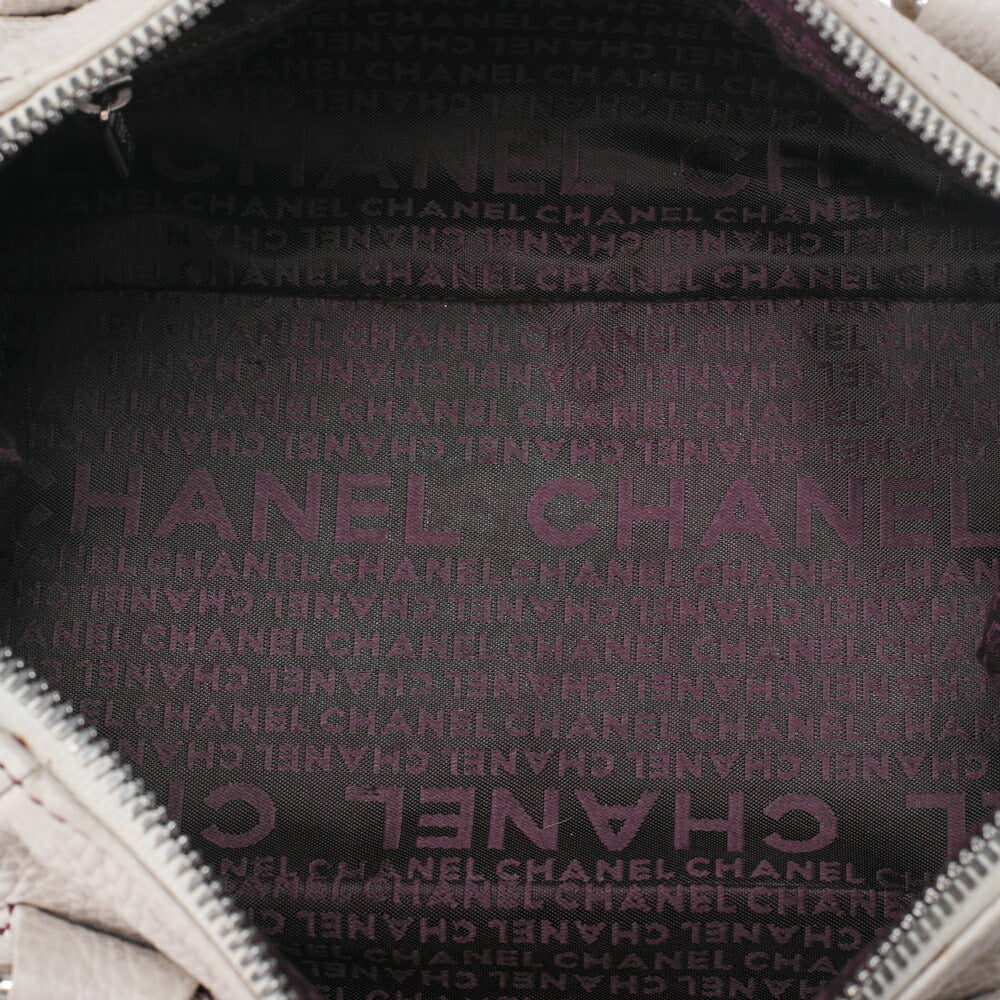CHANEL Tote Bag Logo Fringe Leather White Silver-Tone Hardware, Pre-Owned