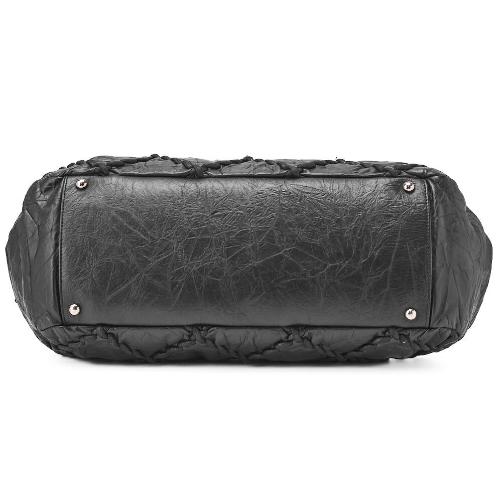 CHANEL Ultra Stitch Coco Mark Chain Shoulder Bag 2way Vintage Calf Black Silver-Tone Hardware, Pre-Owned