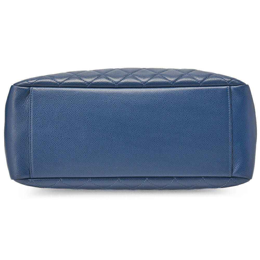 CHANEL Shoulder Bag Tote Bag Matelasse Caviar Skin Cocomark GST Double Chain Tote Navy Silver-Tone Hardware, Pre-Owned