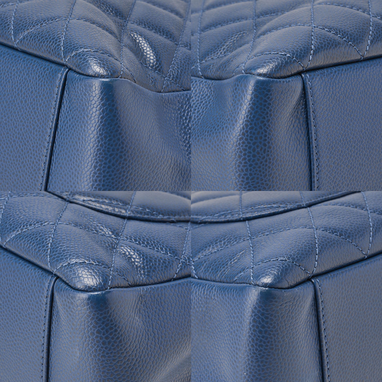 CHANEL Shoulder Bag Tote Bag Matelasse Caviar Skin Cocomark GST Double Chain Tote Navy Silver-Tone Hardware, Pre-Owned