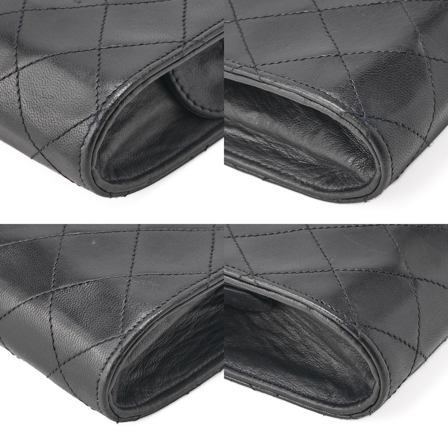 CHANEL Chain Shoulder Bag Bicolore Push Lock Matlasse Lambskin Black Gold-Tone Hardware, Pre-Owned