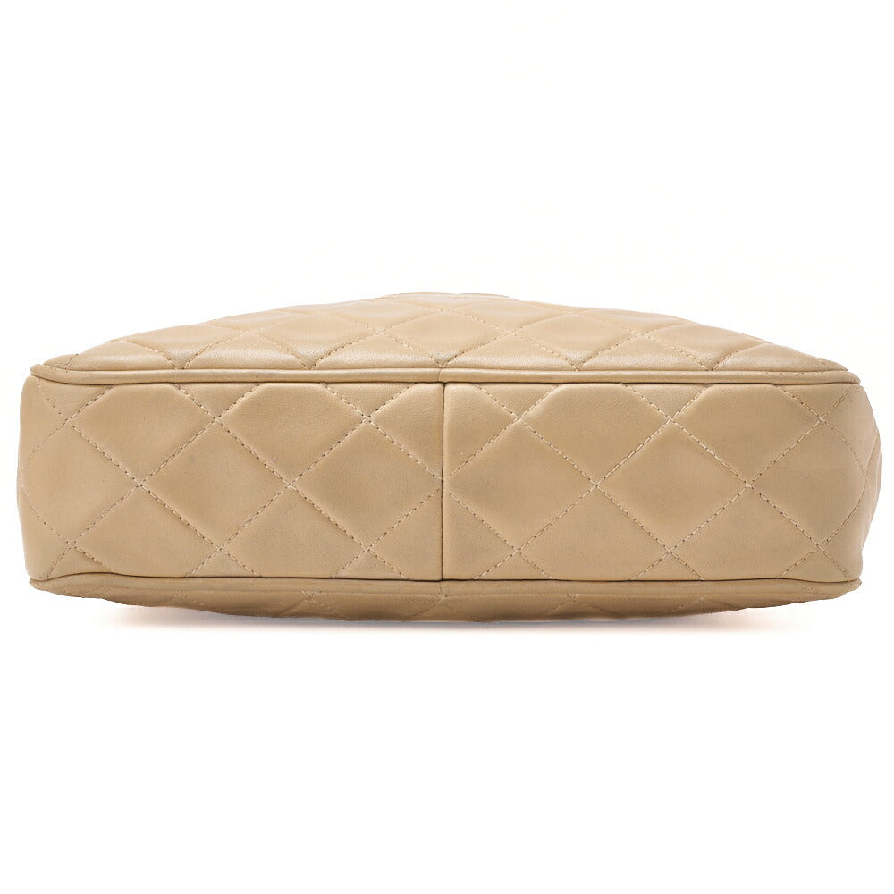 CHANEL Matelasse Coco Mark with Fringe Bijou Chain Shoulder Lambskin Beige Gold-Tone Hardware, Pre-Owned