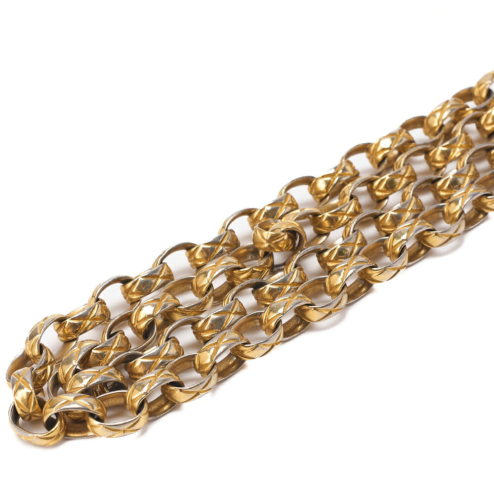 CHANEL Matelasse Coco Mark with Fringe Bijou Chain Shoulder Lambskin Beige Gold-Tone Hardware, Pre-Owned