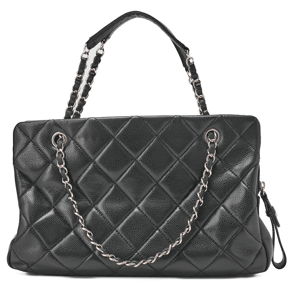 CHANEL Matelasse Coco Mark Chain Shoulder Caviar Skin Black Silver-Tone Hardware, Pre-Owned