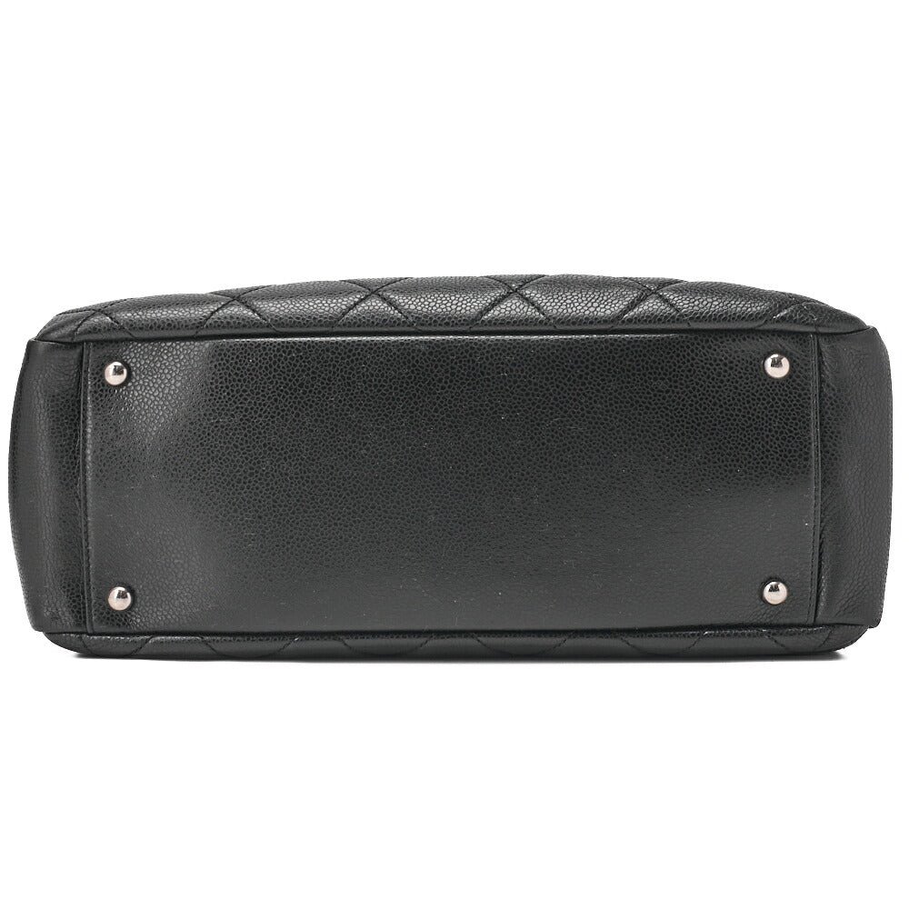 CHANEL Matelasse Coco Mark Chain Shoulder Caviar Skin Black Silver-Tone Hardware, Pre-Owned