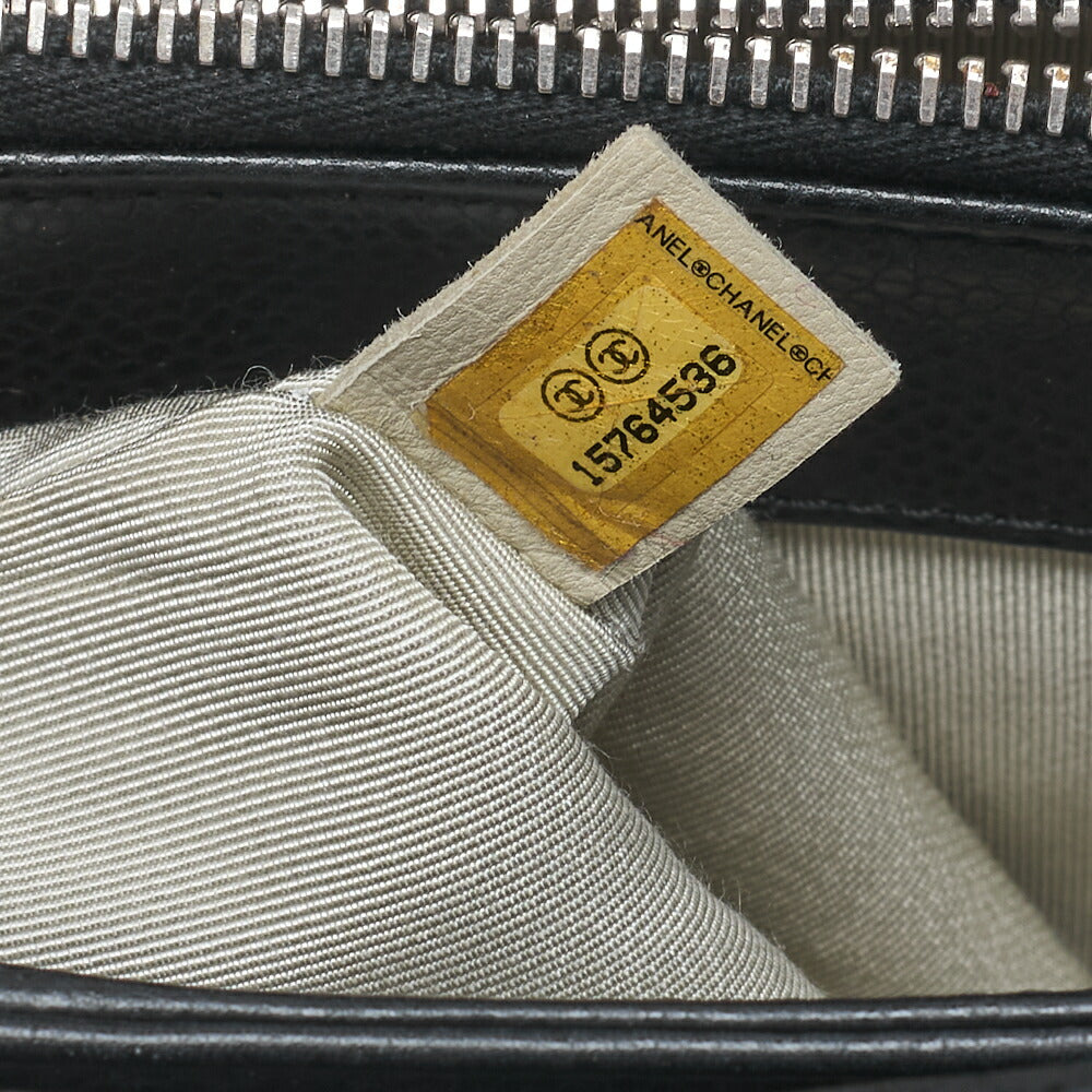 CHANEL Matelasse Coco Mark Chain Shoulder Caviar Skin Black Silver-Tone Hardware, Pre-Owned