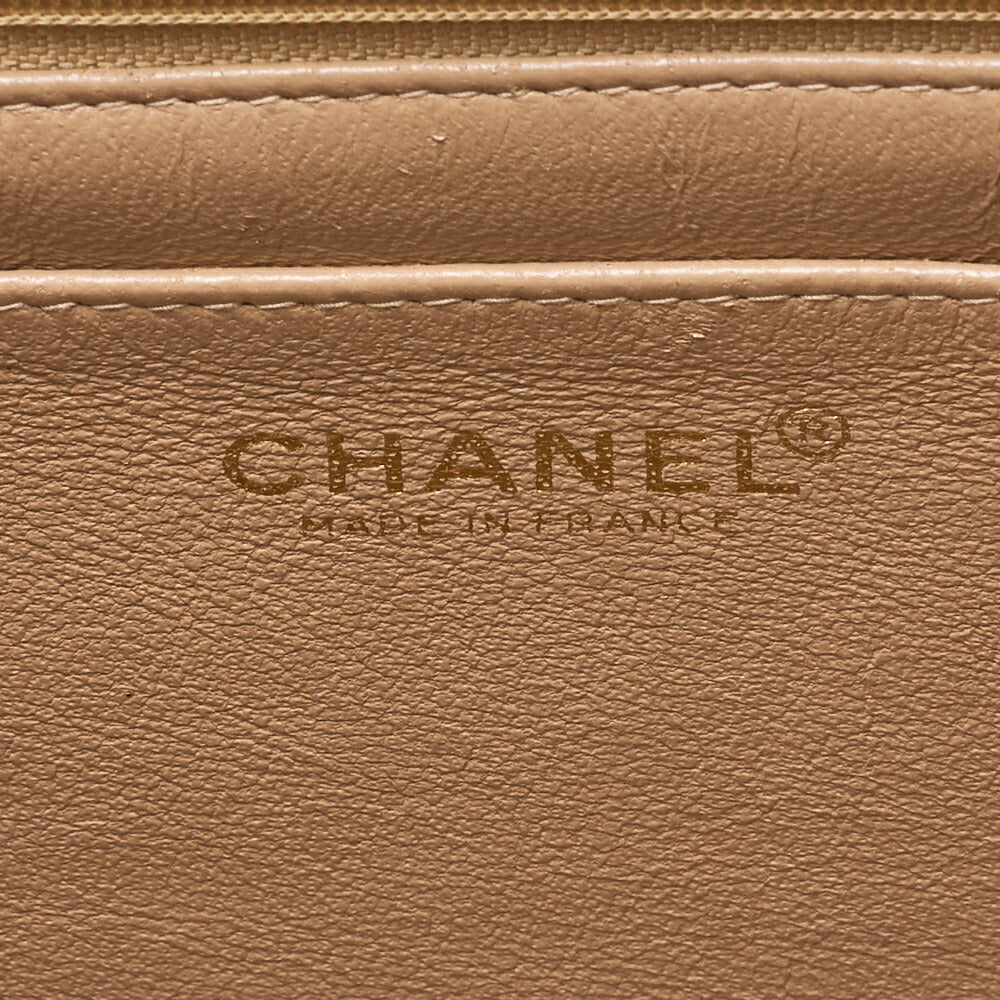 CHANEL Chain Shoulder Bag Deca Matelasse 30cm Single Flap Lambskin Beige Gold-Tone Hardware, Pre-Owned