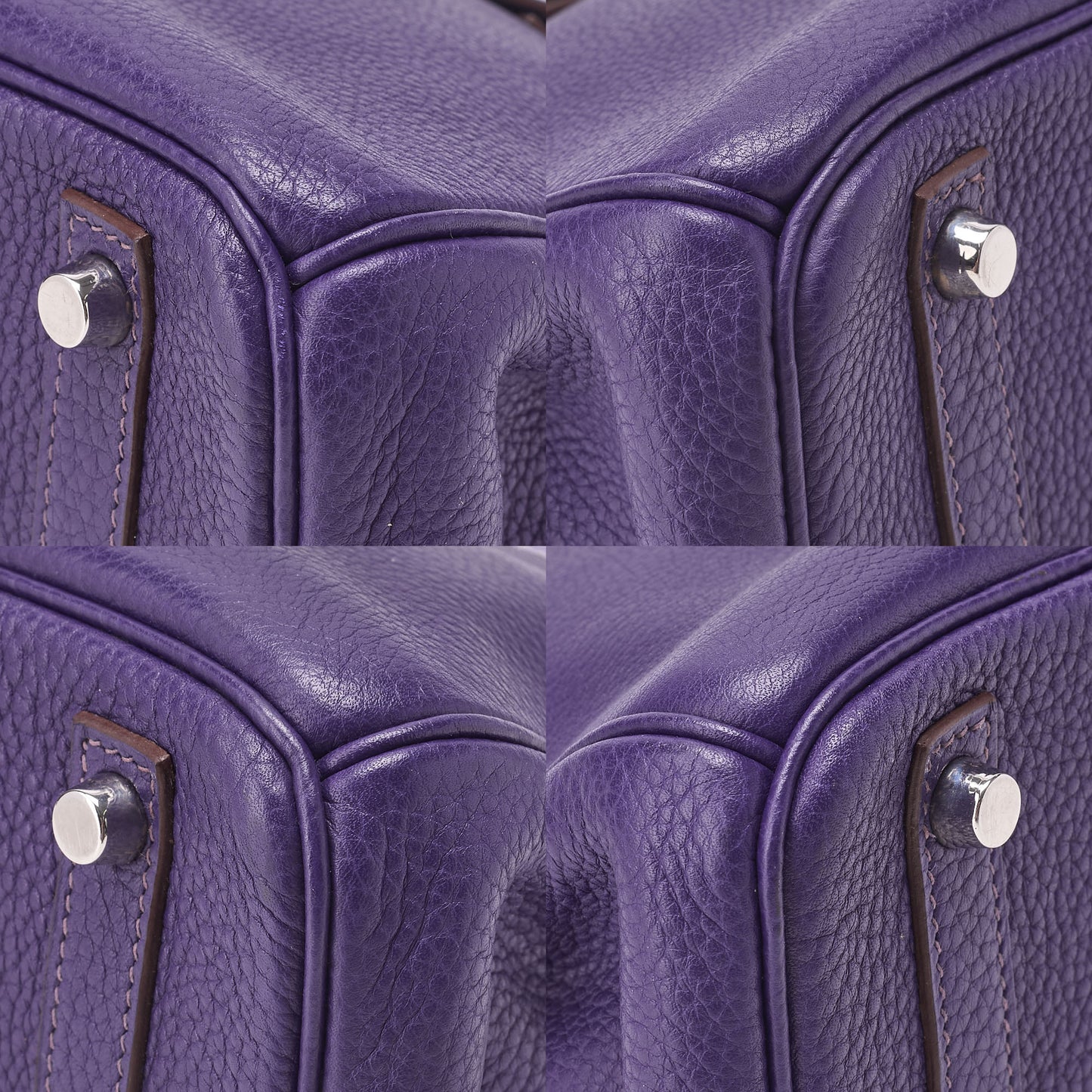 HERMES Birkin 30 Handbag Tryon Clemence Ultra Violet Silver-Tone Hardware, Pre-Owned