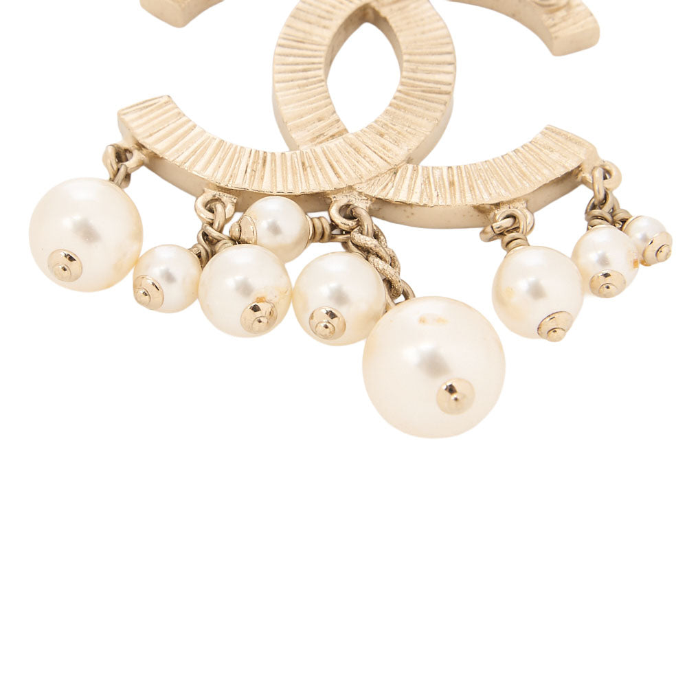 CHANEL Coco Mark Pearl Brooch Faux Pearl X GP Gold-Tone Hardware, Pre-Owned