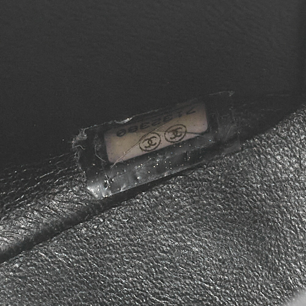 CHANEL Chain Shoulder Bag Deca Matelasse Double Flap 30cm Caviar Skin Black Gold-Tone Hardware, Pre-Owned