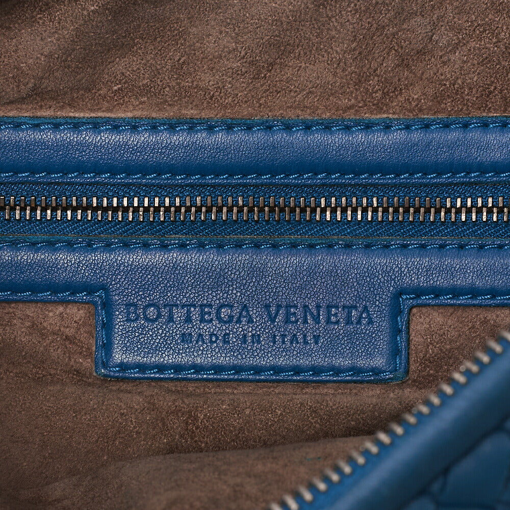 BOTTEGA VENETA Bottega Veneta Handbag Intrecciato Lambskin Blue Silver-Tone Hardware, Pre-Owned