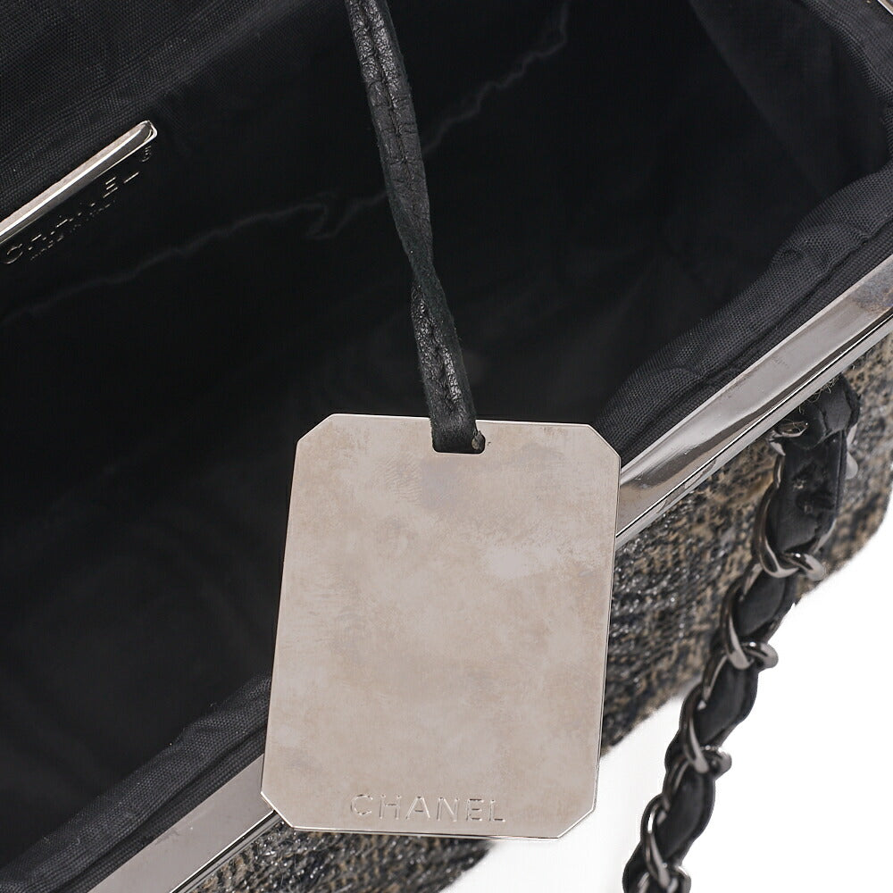 CHANEL Tweed Vanity Chain Shoulder Black x Multicolor Silver-Tone Hardware, Pre-Owned