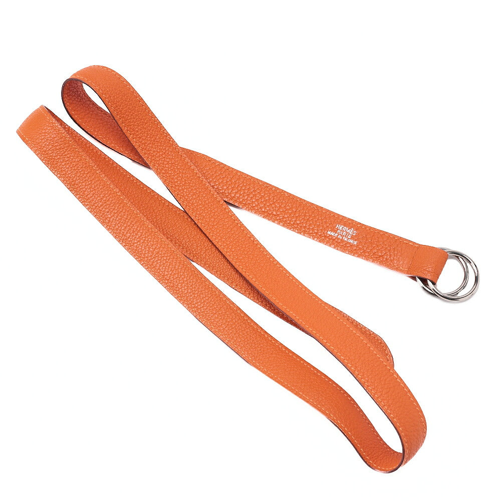 HERMES Dogon Poche 2-Fold Long Wallet Togo Waist Bag Orange Silver-Tone Hardware, Pre-Owned