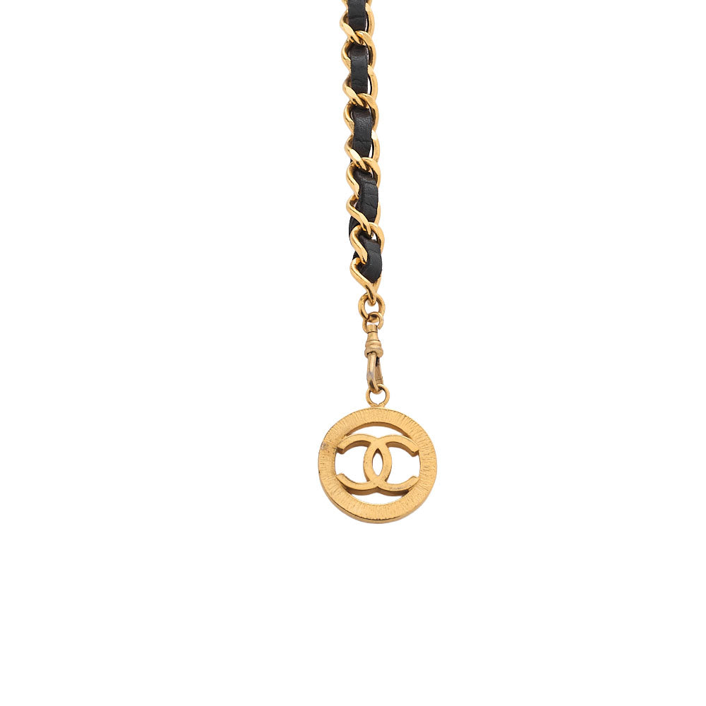 CHANEL Cocomark Chain Belt Triple GP x Leather Black x Gold Gold-Tone Hardware, Pre-Owned