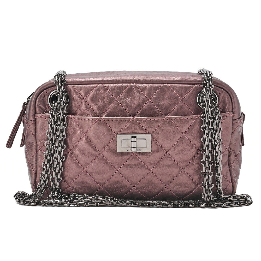 茶*様 Chanel Silver ヴィンテージバッグ CHANEL Vintage Calf Matelasse 2.55 Turnlock Chain Shoulder Purple