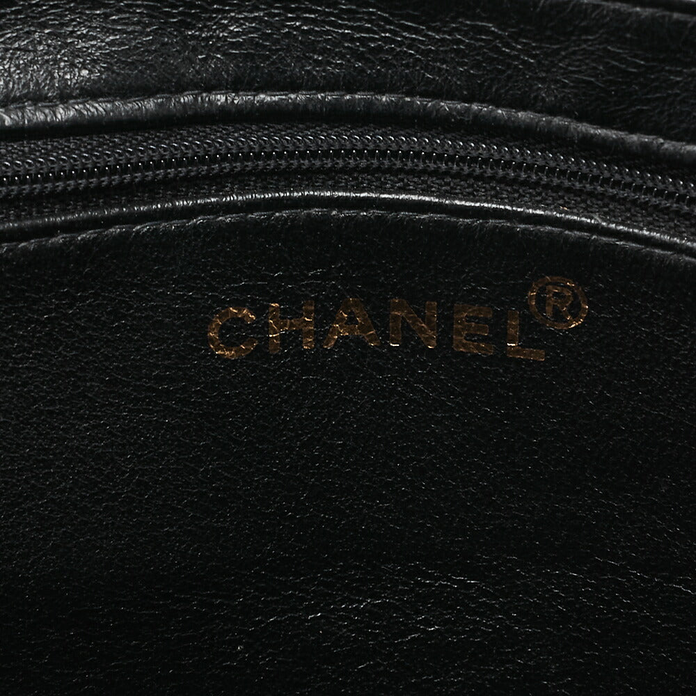 CHANEL Tote Bag Matelasse Logo Charm Black Lambskin Gold-Tone Hardware, Pre-Owned