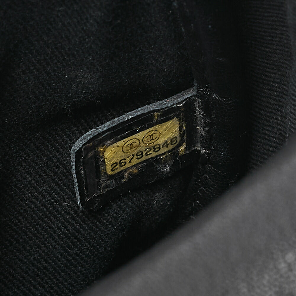 CHANEL Lambskin Mini Matelasse Round Chain Shoulder Black Gold-Tone Hardware, Pre-Owned