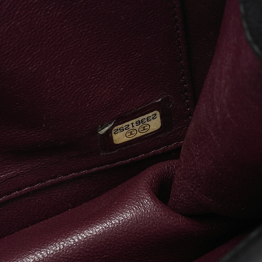 CHANEL Lambskin Chevron Full Flap Chain Shoulder Black Gold-Tone Hardware, Pre-Owned