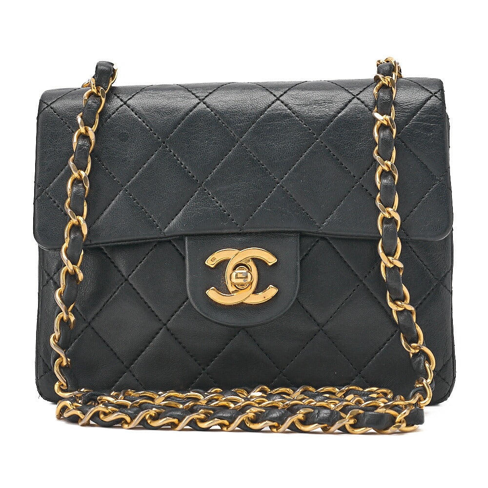CHANEL Chain Shoulder Bag Mini Matelasse 18cm Turnlock Lambskin