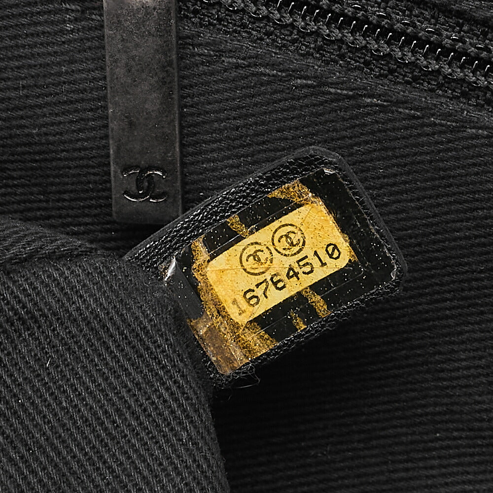 CHANEL Caviar Skin Matelasse 25cm Single Flap Chain Shoulder Black Silver-Tone Hardware, Pre-Owned