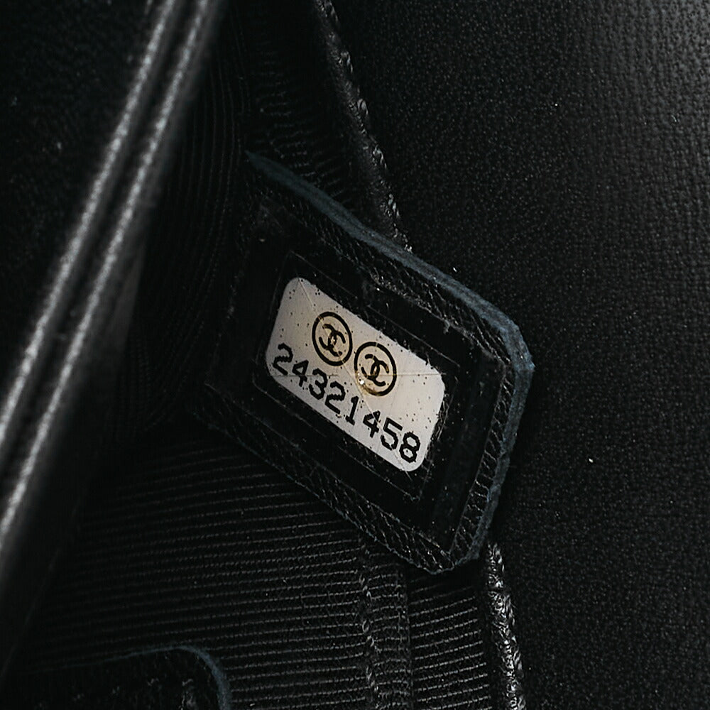 CHANEL Lambskin Turnlock Luxury Line Chain Shoulder Black Gold-Tone Hardware, Pre-Owned