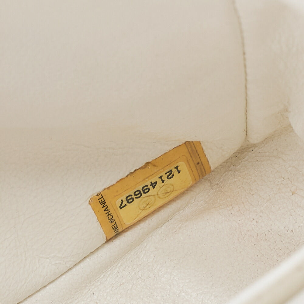 CHANEL Caviar Skin Matelasse W Flap Shoulder Bag White Silver-Tone Hardware, Pre-Owned