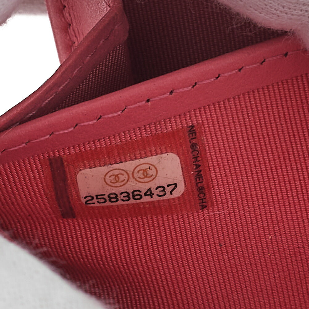 CHANEL Matelasse Round Long Wallet Caviar Skin Pink Gold -Tone Hardware, Pre-Owned