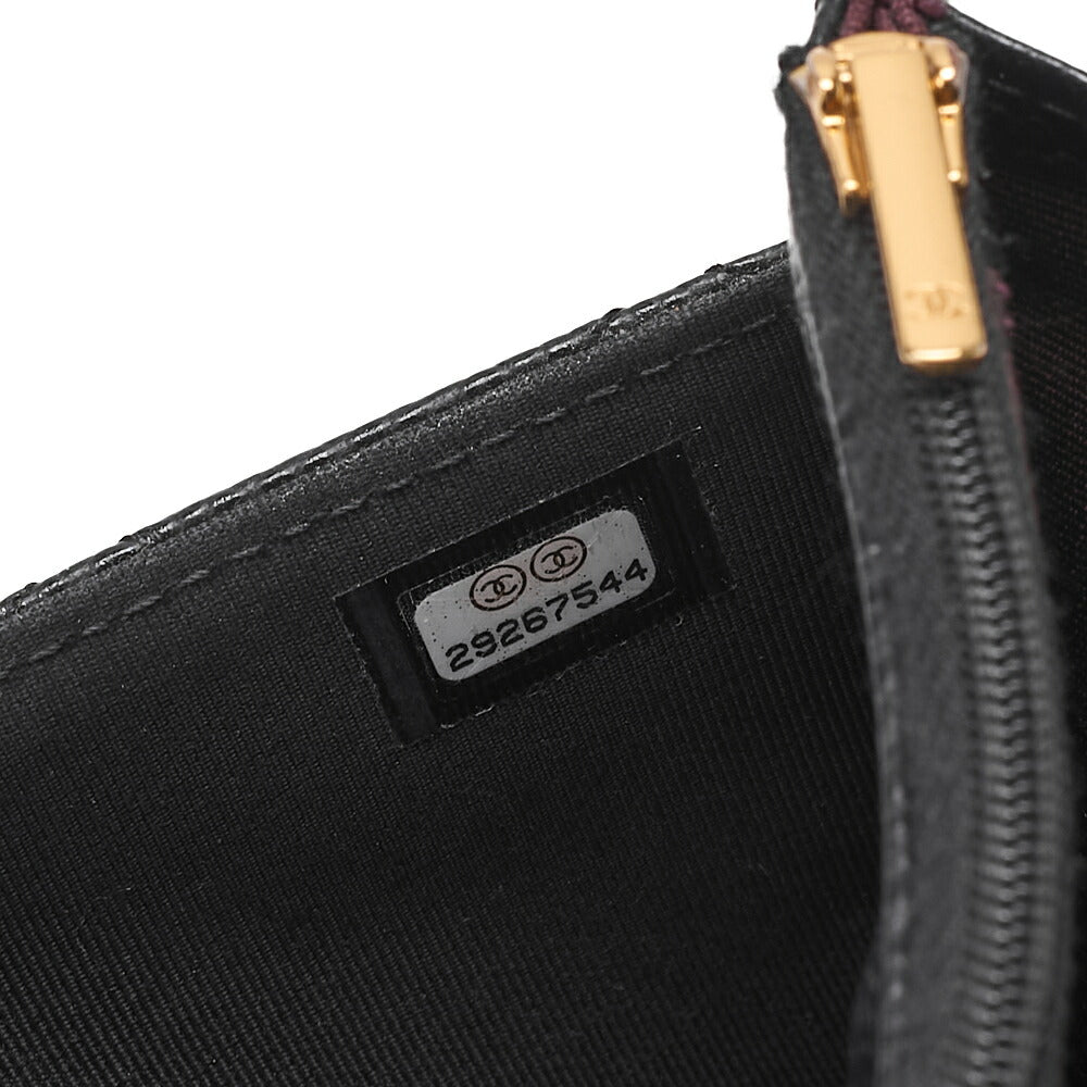 CHANEL Matelasse Chain Wallet Caviar Skin Black Gold -Tone Hardware, Pre-Owned