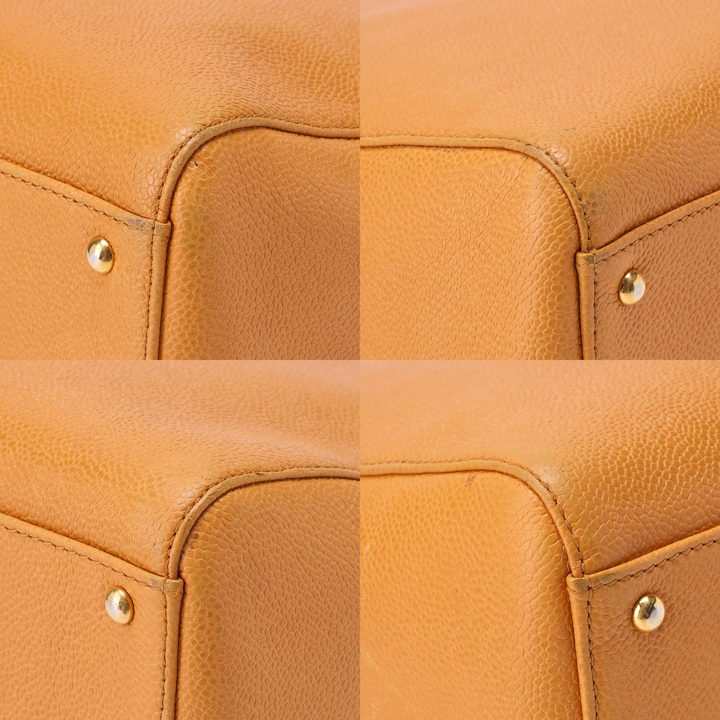 CHANEL Shoulder Bag Tote Bag Coco Mark Double Chain Shoulder Caviar Skin Yellow Gold-Tone Hardware, Pre-Owned