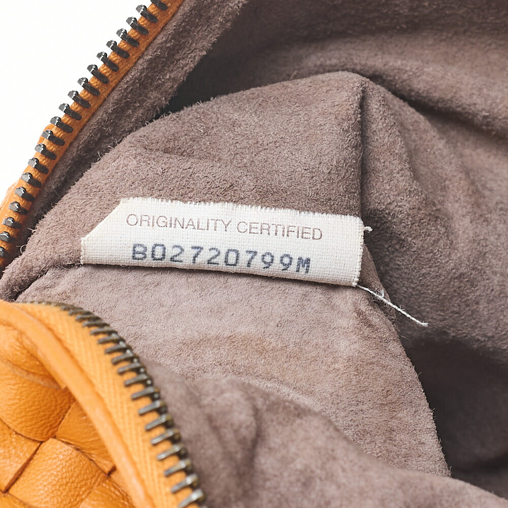 BOTTEGA VENETA Intrecciato Lambskin One Shoulder Bag Orange Black-Tone Hardware, Pre-Owned