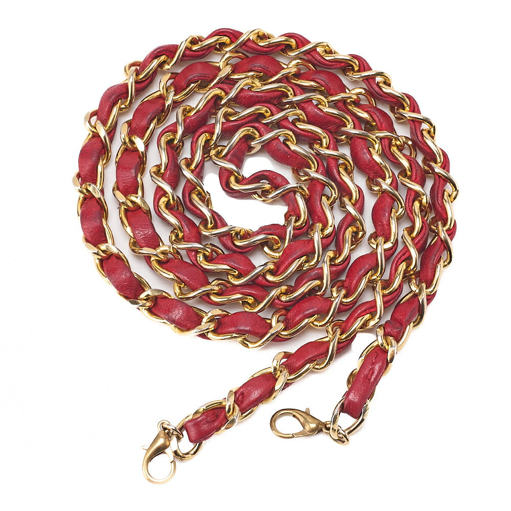 CHANEL Matelasse Chain Shoulder Bag Tote 2way Lambskin Red Gold-Tone Hardware, Pre-Owned