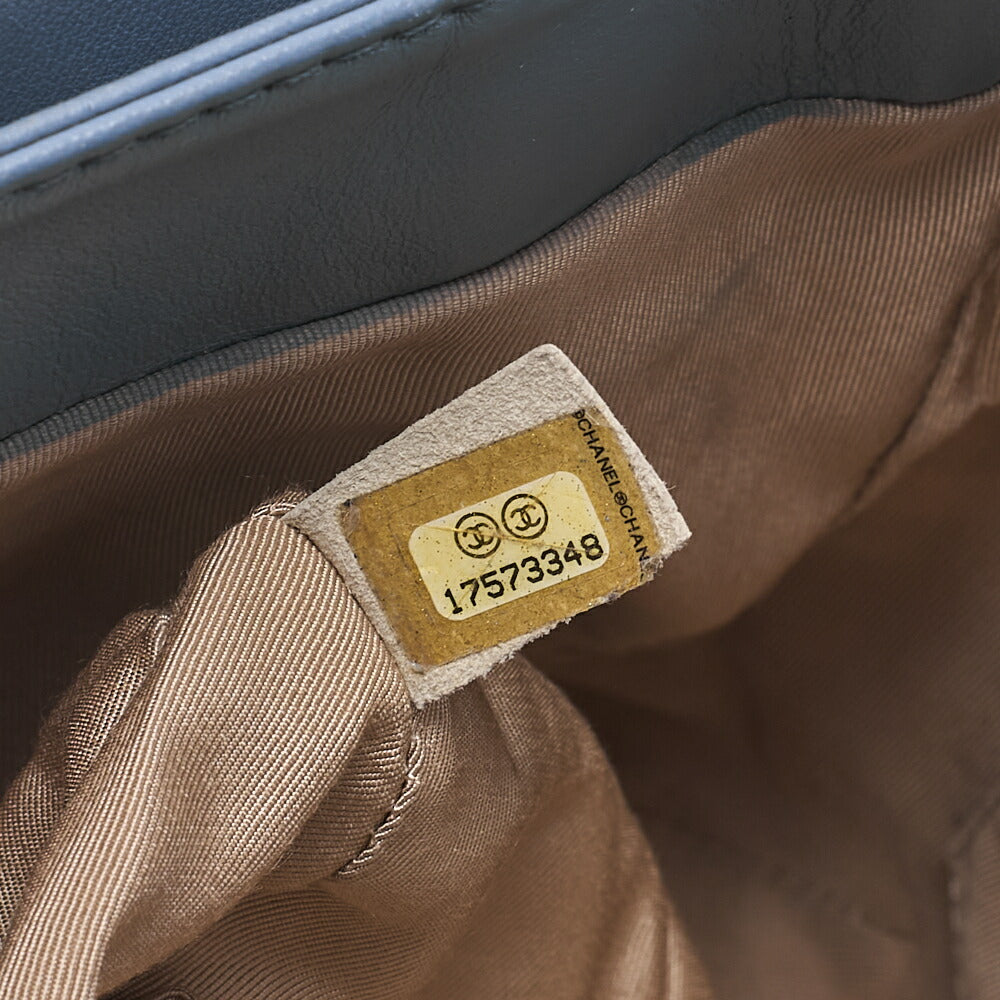 CHANEL Lambskin Matelasse Round Flap Single Chain Shoulder Bag Sky Blue Silver-Tone Hardware, Pre-Owned