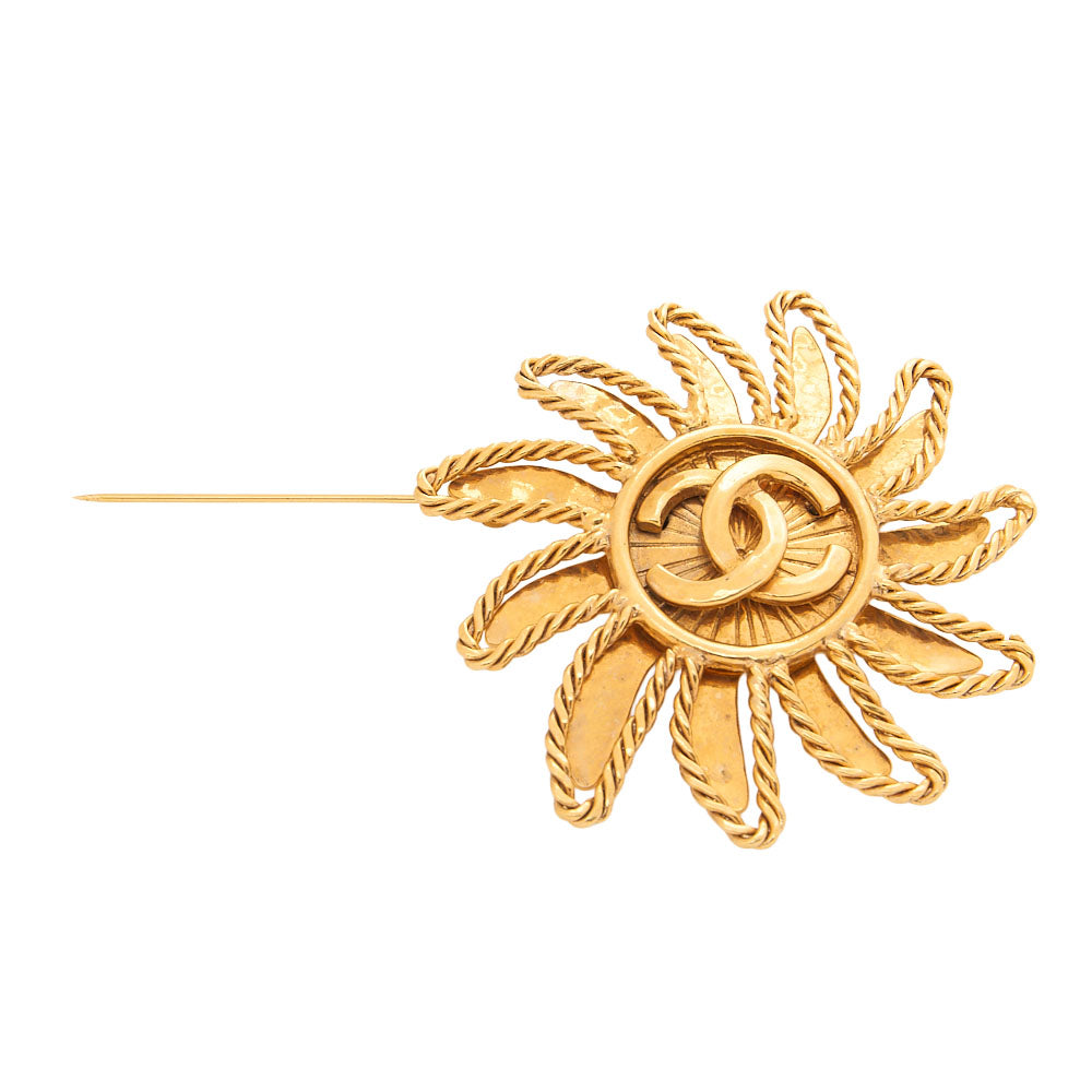 CHANEL Coco Mark Sun Motif Brooch 94A GP Gold (Gold Plated) Gold-Tone Hardware, Pre-Owned