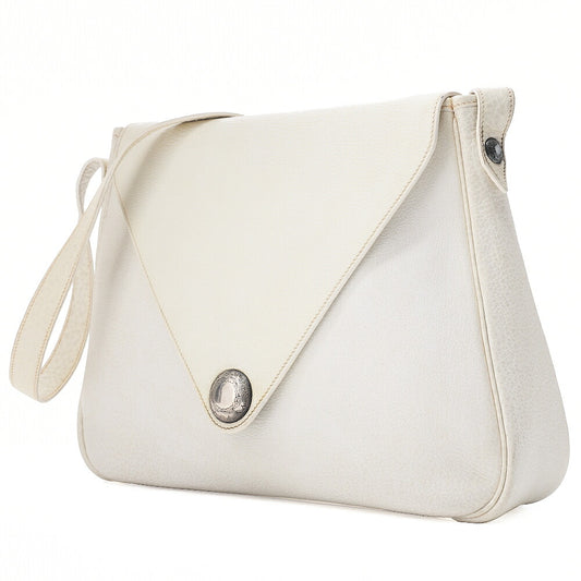HERMES Christine Shoulder Bag Trialon White Silver-Tone Hardware, Pre-Owned