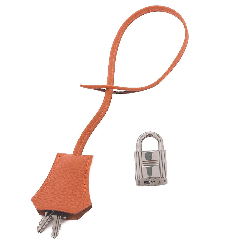 HERMES Birkin 35 Handbag Togo Orange Silver-Tone Hardware, Pre-Owned