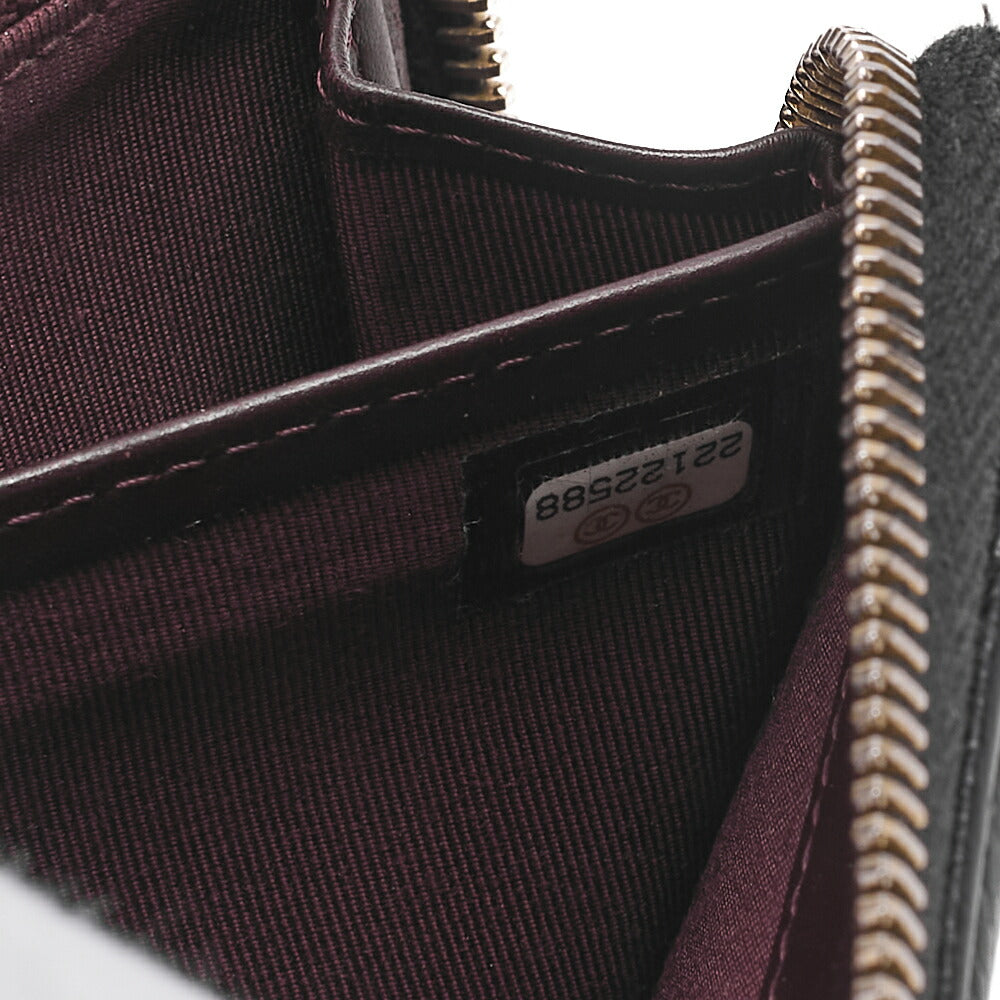 CHANEL Matelasse Round Long Wallet Caviar Skin Black Gold-Tone Hardware, Pre-Owned