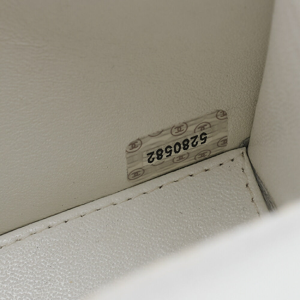 CHANEL Caviar Skin Single Turnlock One Shoulder White Black-Tone Hardware, Pre-Owned