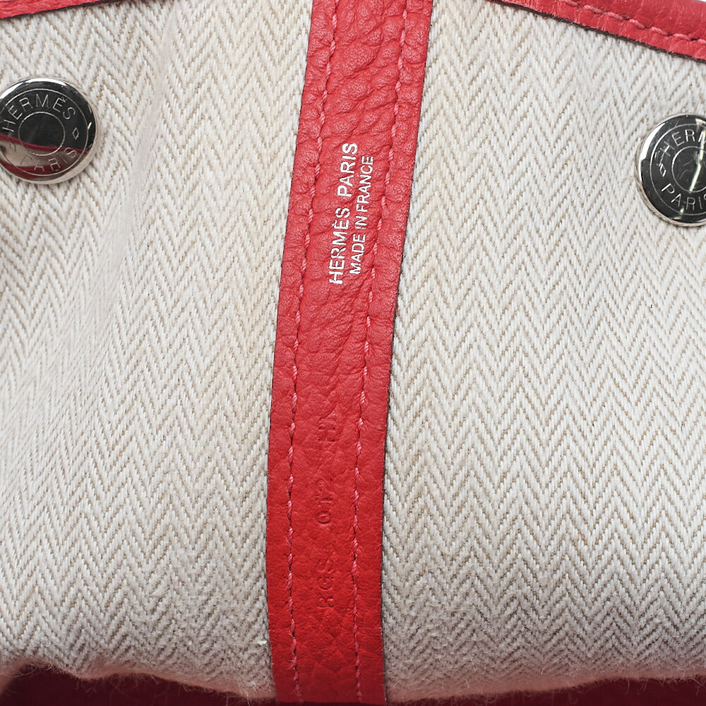 HERMES Garden Party PM Handbag Negonda Rouge Silver-Tone Hardware, Pre-Owned