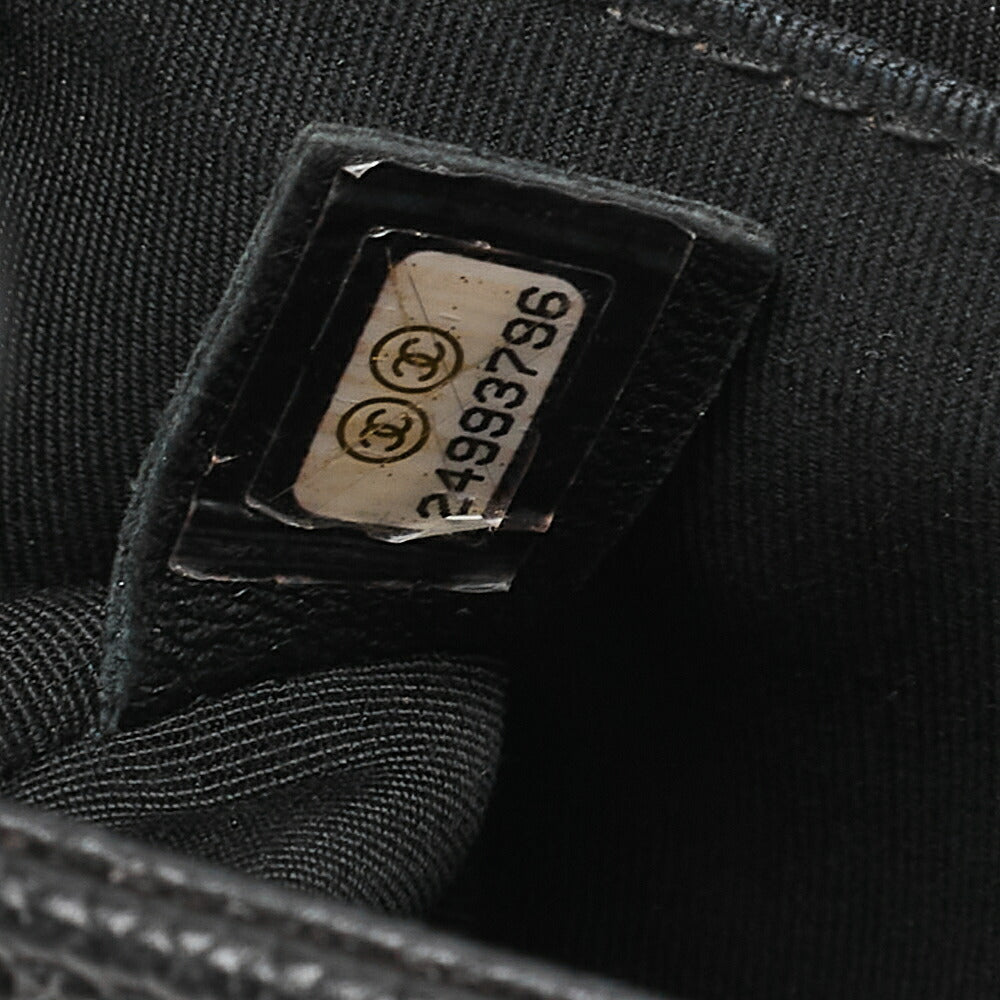 CHANEL Boy Chanel V-Stitch Chain Shoulder Bag Caviar Skin Black Gold-Tone Hardware, Pre-Owned