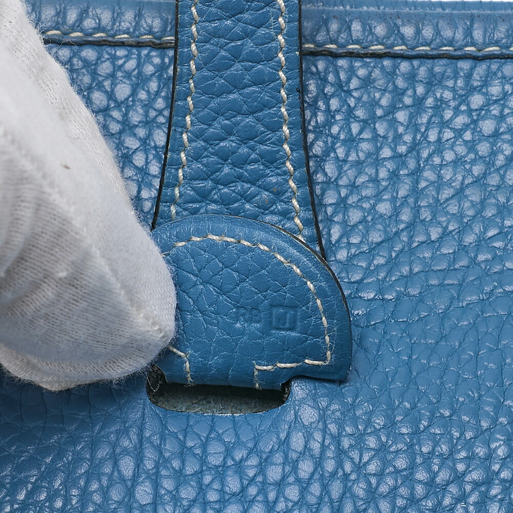 HERMES Evelyn PM2 Shoulder Bag Tryon Clemence Blue Gin Silver-Tone Hardware, Pre-Owned-Tone Hardware, Pre-Owned