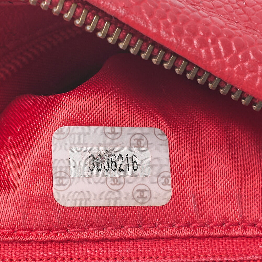 CHANEL Matrasse Coco Mark Logo Charm Chain Shoulder Caviar Skin Red Gold-Tone Hardware, Pre-Owned