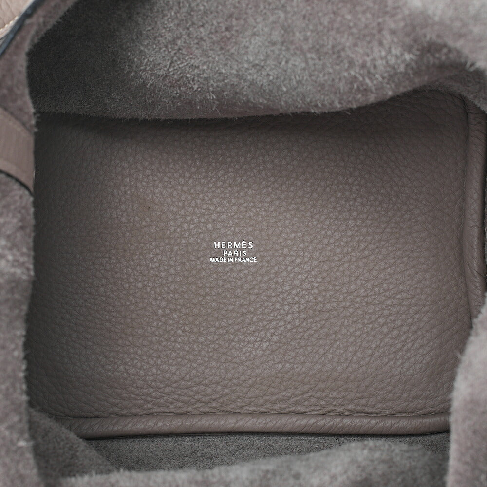 HERMES Picotan PM Handbag Tryon Cl?mence Trutile Gray Silver-Tone Hardware, Pre-Owned